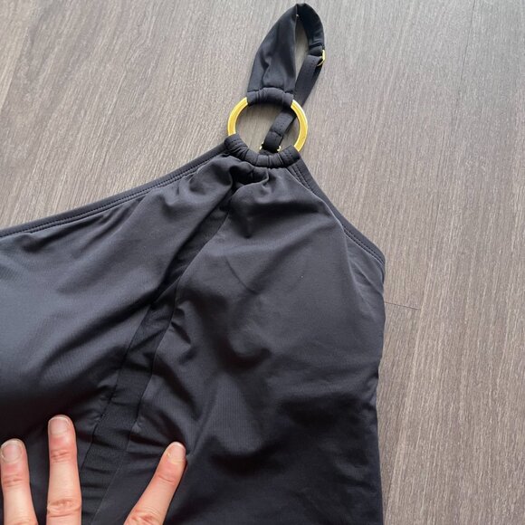 NWOT BLEU ROD BEATTIE Black "Ring Me Up" Asymmetrical One-piece Swimsuit - Picture 3 of 11